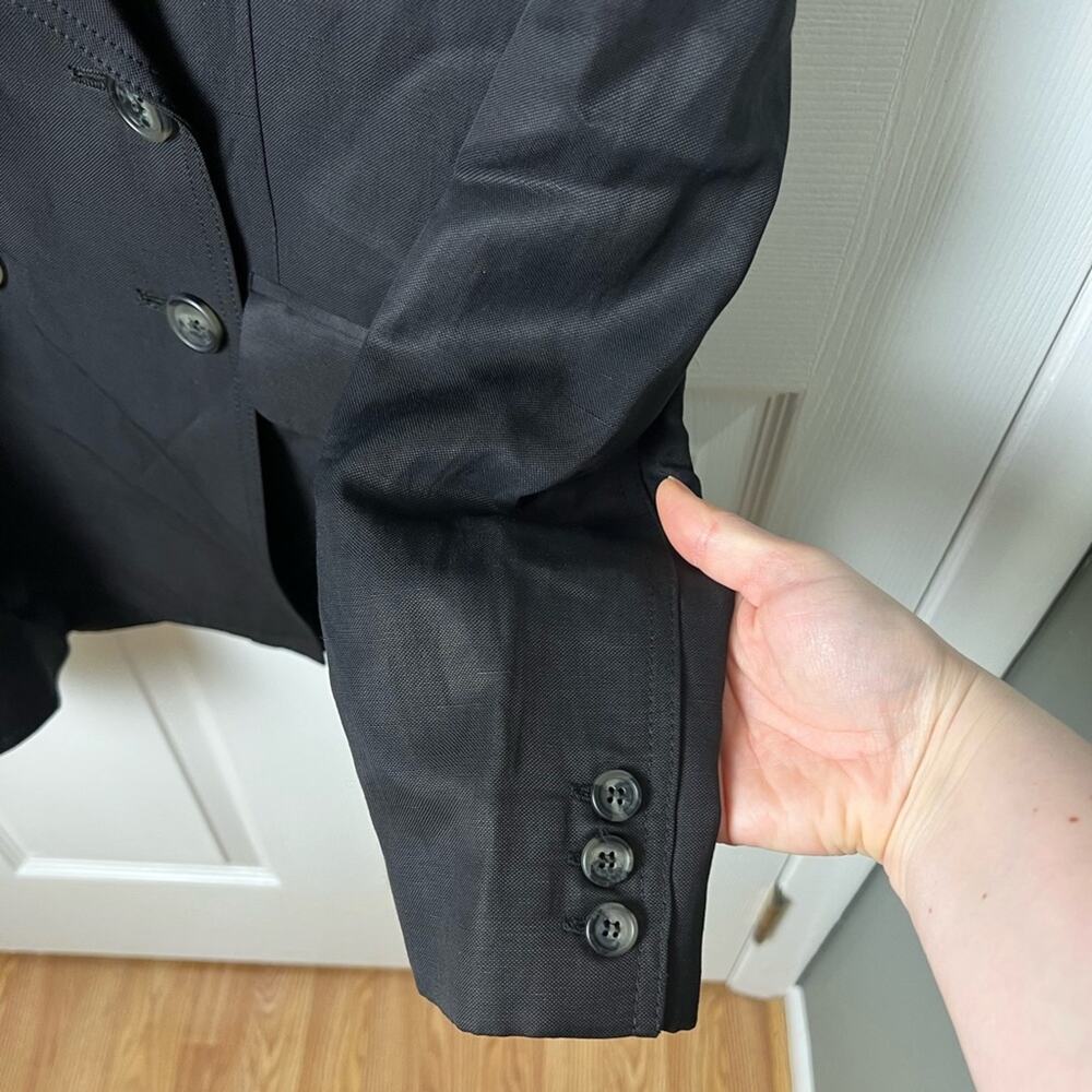Smythe Black Oversized Linen Blend Double Breasted Long Sleeve Blazer L - Picture 7 of 12